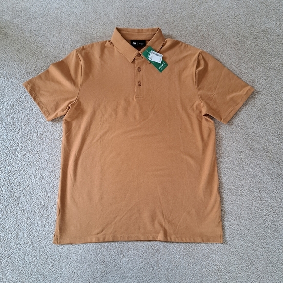 Le31 | Simons Mens Jersey Polo Size Medium Short Sleeved Shirt Camel NWT - Picture 5 of 13